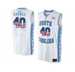 2016 US Flag Fashion 2016 Men's North Carolina Tar Heels Harrison Barnes #40 College Basketball Jersey - White