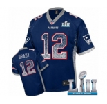 Men's Nike New England Patriots #12 Tom Brady Elite Navy Blue Drift Fashion Super Bowl LII NFL Jersey