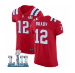 Men's Nike New England Patriots #12 Tom Brady Red Alternate Vapor Untouchable Elite Player Super Bowl LII NFL Jersey