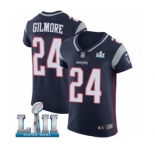 Men's Nike New England Patriots #24 Stephon Gilmore Navy Blue Team Color Vapor Untouchable Elite Player Super Bowl LII NFL Jersey