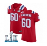Men's Nike New England Patriots #60 David Andrews Red Alternate Vapor Untouchable Elite Player Super Bowl LII NFL Jersey