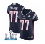 Men's Nike New England Patriots #77 Nate Solder Navy Blue Team Color Vapor Untouchable Elite Player Super Bowl LII NFL Jersey