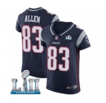 Men's Nike New England Patriots #83 Dwayne Allen Navy Blue Team Color Vapor Untouchable Elite Player Super Bowl LII NFL Jersey
