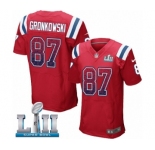 Men's Nike New England Patriots #87 Rob Gronkowski Elite Red Alternate Drift Fashion Super Bowl LII NFL Jersey