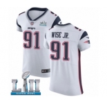 Men's Nike New England Patriots #91 Deatrich Wise Jr White Vapor Untouchable Elite Player Super Bowl LII NFL Jersey