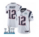 Men's Nike New England Patriots #12 Tom Brady White Vapor Untouchable Limited Player Super Bowl LII NFL Jersey