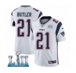 Men's Nike New England Patriots #21 Malcolm Butler White Vapor Untouchable Limited Player Super Bowl LII NFL Jersey