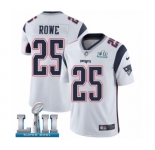 Men's Nike New England Patriots #25 Eric Rowe White Vapor Untouchable Limited Player Super Bowl LII NFL Jersey