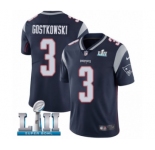 Men's Nike New England Patriots #3 Stephen Gostkowski Navy Blue Team Color Vapor Untouchable Limited Player Super Bowl LII NFL Jersey