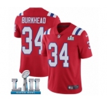 Men's Nike New England Patriots #34 Rex Burkhead Red Alternate Vapor Untouchable Limited Player Super Bowl LII NFL Jersey