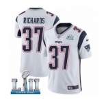 Men's Nike New England Patriots #37 Jordan Richards White Vapor Untouchable Limited Player Super Bowl LII NFL Jersey