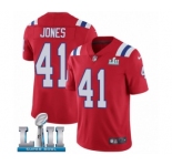 Men's Nike New England Patriots #41 Cyrus Jones Red Alternate Vapor Untouchable Limited Player Super Bowl LII NFL Jersey
