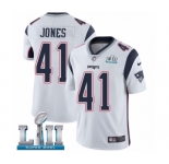 Men's Nike New England Patriots #41 Cyrus Jones White Vapor Untouchable Limited Player Super Bowl LII NFL Jersey