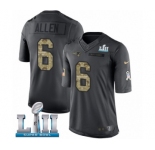 Men's Nike New England Patriots #6 Ryan Allen Limited Black 2016 Salute to Service Super Bowl LII NFL Jersey