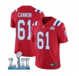 Men's Nike New England Patriots #61 Marcus Cannon Red Alternate Vapor Untouchable Limited Player Super Bowl LII NFL Jersey