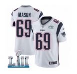 Men's Nike New England Patriots #69 Shaq Mason White Vapor Untouchable Limited Player Super Bowl LII NFL Jersey