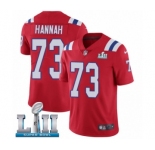 Men's Nike New England Patriots #73 John Hannah Red Alternate Vapor Untouchable Limited Player Super Bowl LII NFL Jersey