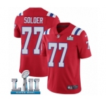Men's Nike New England Patriots #77 Nate Solder Red Alternate Vapor Untouchable Limited Player Super Bowl LII NFL Jersey