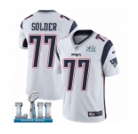 Men's Nike New England Patriots #77 Nate Solder White Vapor Untouchable Limited Player Super Bowl LII NFL Jersey