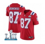 Men's Nike New England Patriots #87 Rob Gronkowski Red Alternate Vapor Untouchable Limited Player Super Bowl LII NFL Jersey