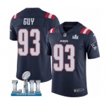 Men's Nike New England Patriots #93 Lawrence Guy Limited Navy Blue Rush Vapor Untouchable Super Bowl LII NFL Jersey