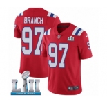 Men's Nike New England Patriots #97 Alan Branch Red Alternate Vapor Untouchable Limited Player Super Bowl LII NFL Jersey