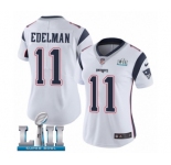 Women's Nike New England Patriots #11 Julian Edelman White Vapor Untouchable Limited Player Super Bowl LII NFL Jersey