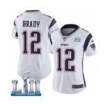 Women's Nike New England Patriots #12 Tom Brady White Vapor Untouchable Limited Player Super Bowl LII NFL Jersey