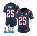 Women's Nike New England Patriots #25 Eric Rowe Limited Navy Blue Rush Vapor Untouchable Super Bowl LII NFL Jersey