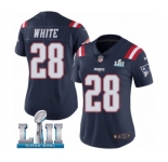 Women's Nike New England Patriots #28 James White Limited Navy Blue Rush Vapor Untouchable Super Bowl LII NFL Jersey