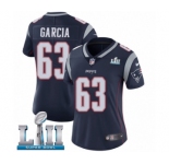 Women's Nike New England Patriots #63 Antonio Garcia Navy Blue Team Color Vapor Untouchable Limited Player Super Bowl LII NFL Jersey