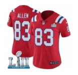Women's Nike New England Patriots #83 Dwayne Allen Red Alternate Vapor Untouchable Limited Player Super Bowl LII NFL Jersey