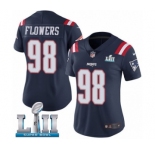 Women's Nike New England Patriots #98 Trey Flowers Limited Navy Blue Rush Vapor Untouchable Super Bowl LII NFL Jersey