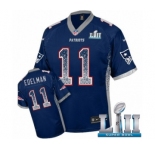 Youth Nike New England Patriots #11 Julian Edelman Elite Navy Blue Drift Fashion Super Bowl LII NFL Jersey