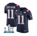 Youth Nike New England Patriots #11 Julian Edelman Limited Navy Blue Rush Vapor Untouchable Super Bowl LII NFL Jersey