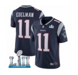 Youth Nike New England Patriots #11 Julian Edelman Navy Blue Team Color Vapor Untouchable Limited Player Super Bowl LII NFL Jersey