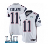 Youth Nike New England Patriots #11 Julian Edelman White Vapor Untouchable Limited Player Super Bowl LII NFL Jersey