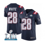 Youth Nike New England Patriots #28 James White Limited Navy Blue Rush Vapor Untouchable Super Bowl LII NFL Jersey