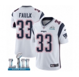 Youth Nike New England Patriots #33 Kevin Faulk White Vapor Untouchable Limited Player Super Bowl LII NFL Jersey