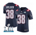 Youth Nike New England Patriots #38 Brandon Bolden Limited Navy Blue Rush Vapor Untouchable Super Bowl LII NFL Jersey