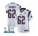 Youth Nike New England Patriots #62 Joe Thuney White Vapor Untouchable Limited Player Super Bowl LII NFL Jersey