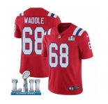 Youth Nike New England Patriots #68 LaAdrian Waddle Red Alternate Vapor Untouchable Limited Player Super Bowl LII NFL Jersey