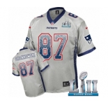Youth Nike New England Patriots #87 Rob Gronkowski Elite Grey Drift Fashion Super Bowl LII NFL Jersey