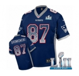 Youth Nike New England Patriots #87 Rob Gronkowski Elite Navy Blue Drift Fashion Super Bowl LII NFL Jersey