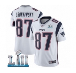 Youth Nike New England Patriots #87 Rob Gronkowski White Vapor Untouchable Limited Player Super Bowl LII NFL Jersey