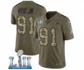Youth Nike New England Patriots #91 Deatrich Wise Jr Limited Olive Camo 2017 Salute to Service Super Bowl LII NFL Jersey
