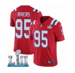 Youth Nike New England Patriots #95 Derek Rivers Red Alternate Vapor Untouchable Limited Player Super Bowl LII NFL Jersey