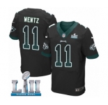 Men's Nike Philadelphia Eagles #11 Carson Wentz Elite Black Alternate Drift Fashion Super Bowl LII NFL Jersey