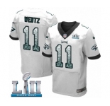 Men's Nike Philadelphia Eagles #11 Carson Wentz Elite White Road Drift Fashion Super Bowl LII NFL Jersey