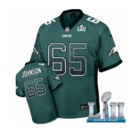 Men's Nike Philadelphia Eagles #65 Lane Johnson Elite Midnight Green Drift Fashion Super Bowl LII NFL Jersey